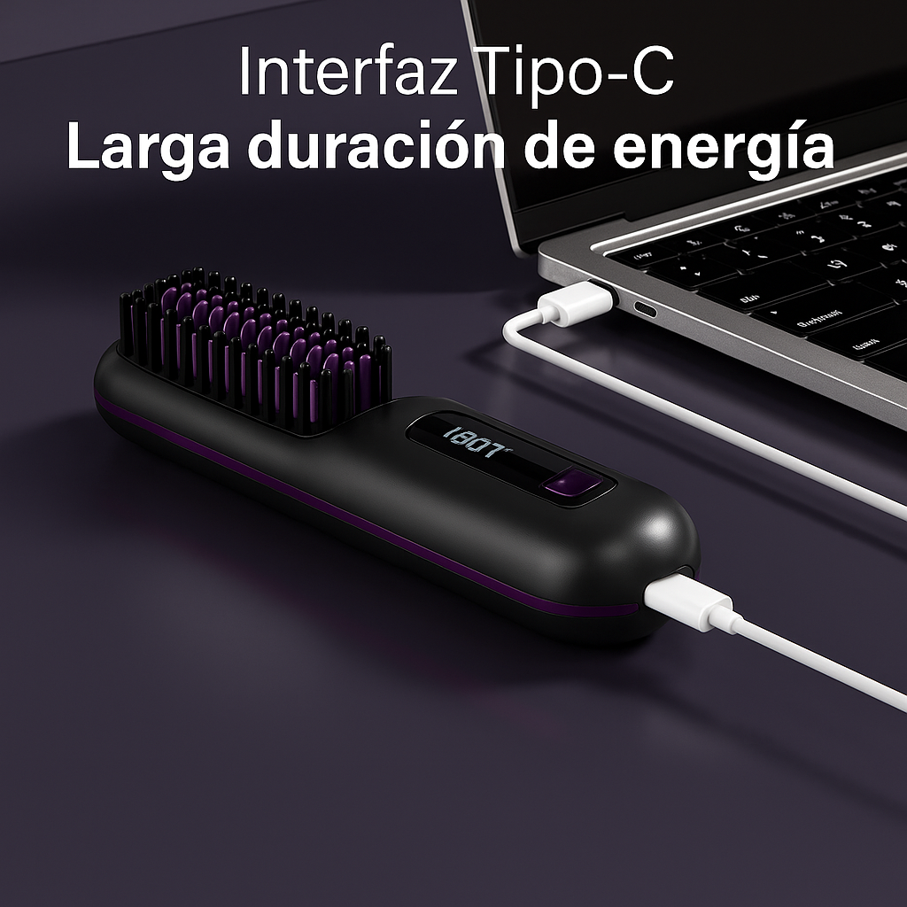 Cepillo alisador de pelo inalámbrico perfecto para llevartelo a cualquier sitio facilmente.