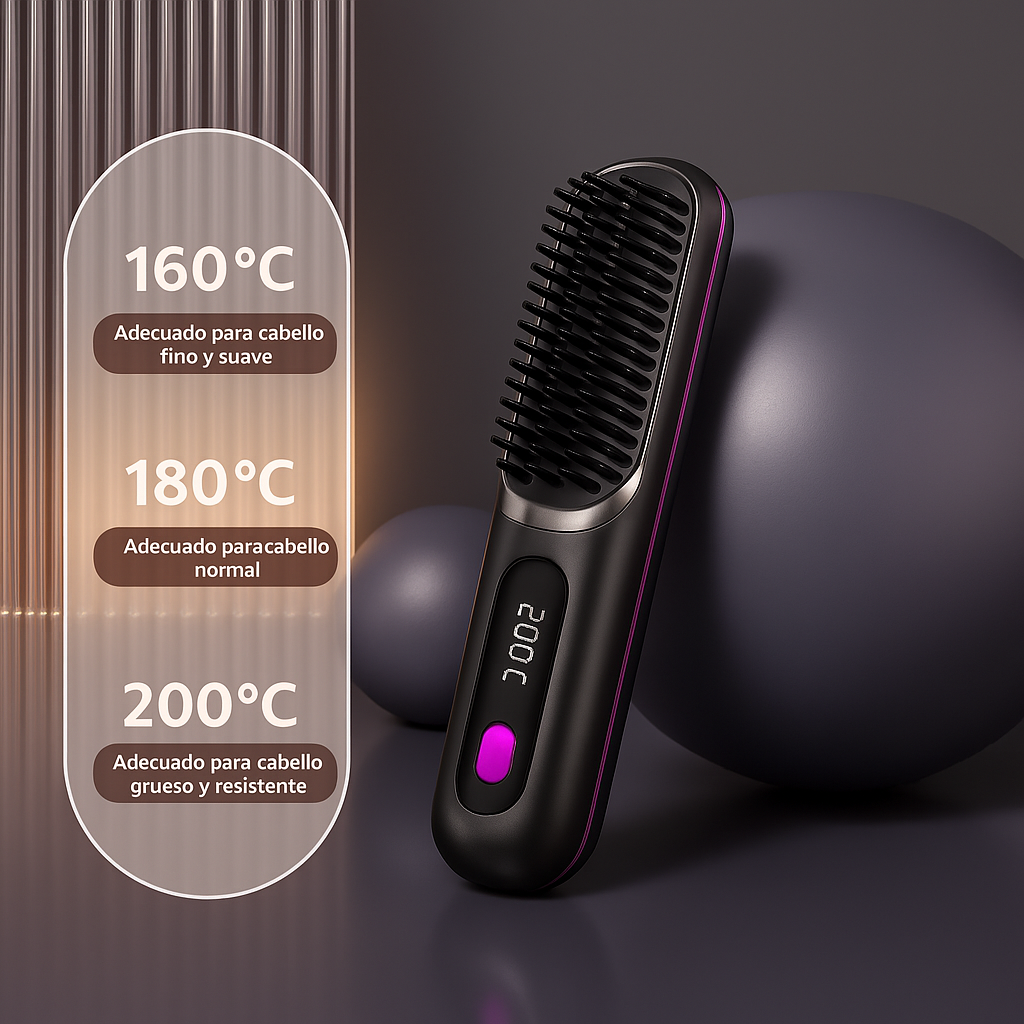 Cepillo alisador de pelo inalámbrico perfecto para llevartelo a cualquier sitio facilmente.