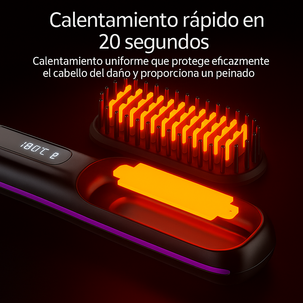 Cepillo alisador de pelo inalámbrico perfecto para llevartelo a cualquier sitio facilmente.