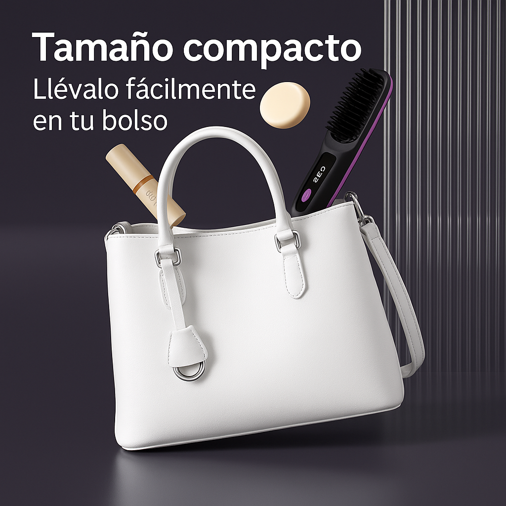 Cepillo alisador de pelo inalámbrico perfecto para llevartelo a cualquier sitio facilmente.