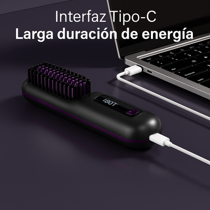 Cepillo alisador de pelo inalámbrico perfecto para llevartelo a cualquier sitio facilmente.